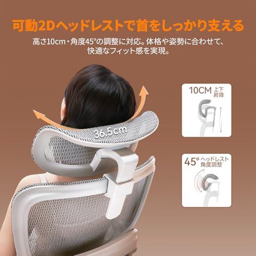 SIHOO B100 オフィスチェア デスクチェア メッシュチェア 人間工学 疲れない 独立式ランバーサポート 2Dアームレスト 2Dヘッドレスト 133°リクライニング pcチェア パソコン ワーク 事務椅子 通気性に優れ オフィス 在宅ワーク (はいいｍａ