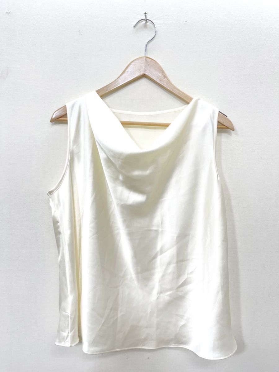 maison celon メゾンセロン ドレープネック ノースリーブトップス ベルト付き カットソー アイボリー ■◆◎レディース