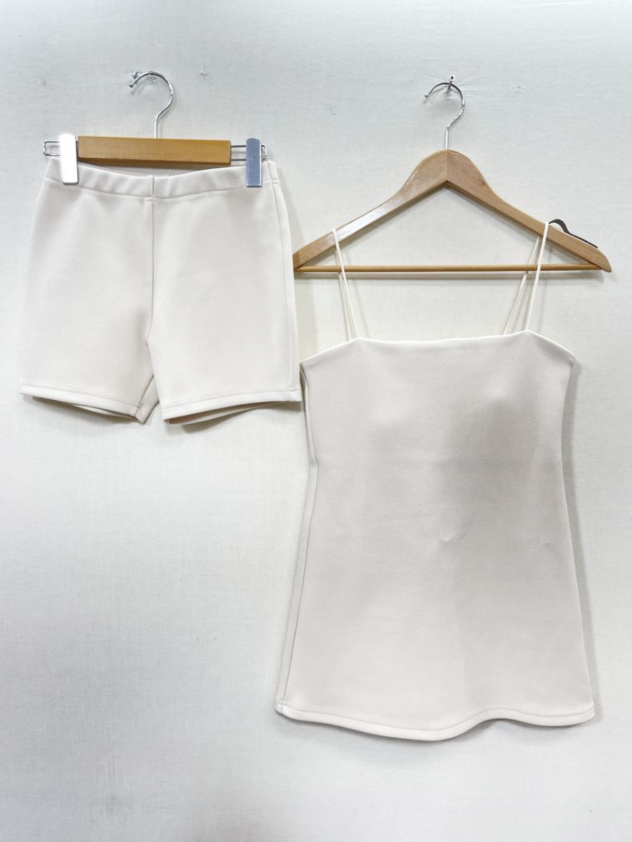 美品 TIMELESS WOMEN タイムレスウーマン ミニワンピース ショートパンツ BONDING MINI DRESS & SHORTS セットアップ sizeS/アイボリー ■◆◎レディース