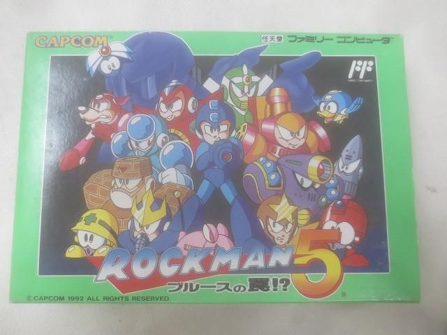ゲーム ファミコン ソフト ロックマン5 ブルースの罠 箱 ハガキ 説明書付き 中古品