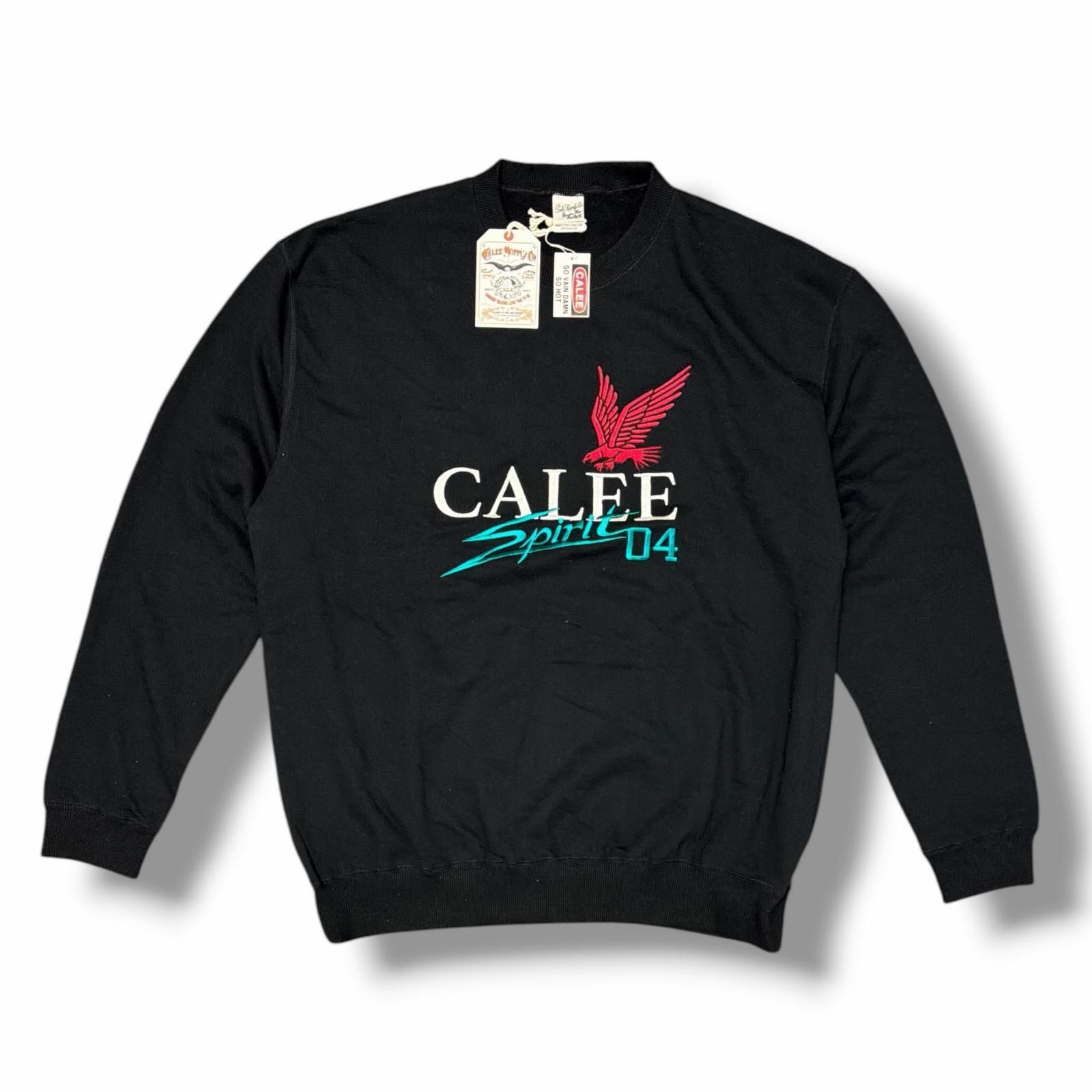 参考上代22000円 未使用 CALEE 25AW LOGO CREW NECK SW ロゴ クルーネックスウェット トレーナー キャリー CL-25AW026 ブラック XL （17709M）