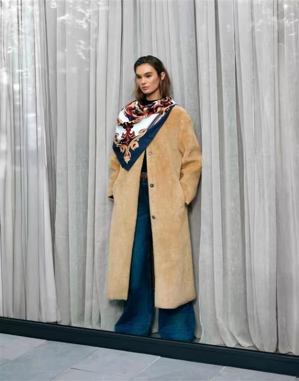 エイソス レディース アウター コート ASOS DESIGN collarless bonded faux fur coat in cookie Biscuit