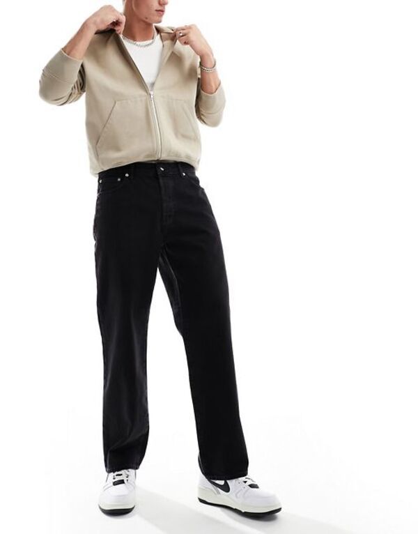 オンリーアンドサンズ メンズ ボトムス デニムパンツ ジーンズ ONLY SONS Fade loose fit jeans in washed Washed Black ブラック