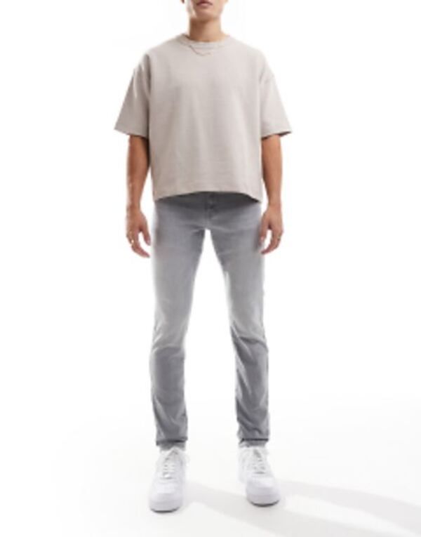オンリーアンドサンズ メンズ ボトムス デニムパンツ スリムフィット ジーンズ ONLY SONS Loom slim fit jeans in washed Light gray denim グレー