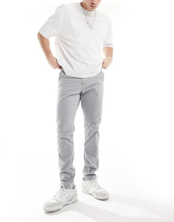 ジャック アンド ジョーンズ メンズ ボトムス カジュアルパンツ スリムフィット Jack Jones chino in slim fit ULTIMATE GRAY グレー