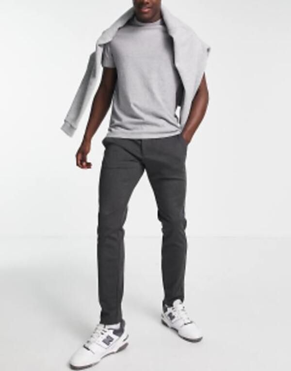 オンリーアンドサンズ メンズ ボトムス カジュアルパンツ スリムフィット パンツ Only Sons slim fit tapered pants in dark Dark gray melange
