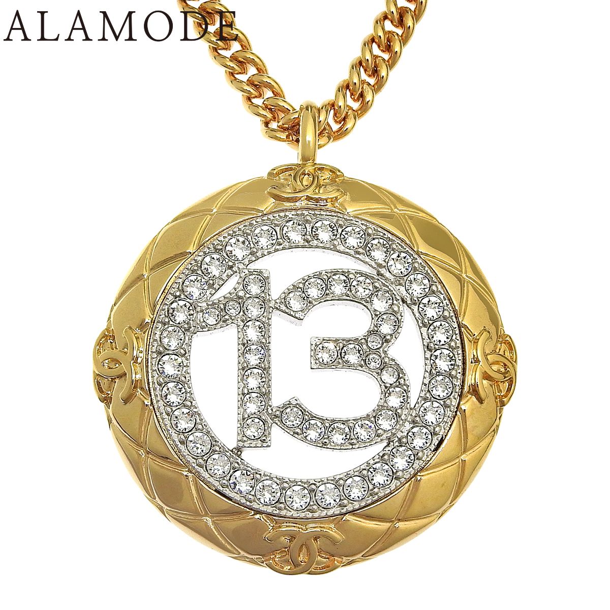 CHANEL(シャネル) ココマーク ラインストーンネックレス メタル(GP) ネックレス アクセサリー ジュエリー No.13 ゴールド金 シルバー銀 レディース 40802177469【中古】【アラモード】