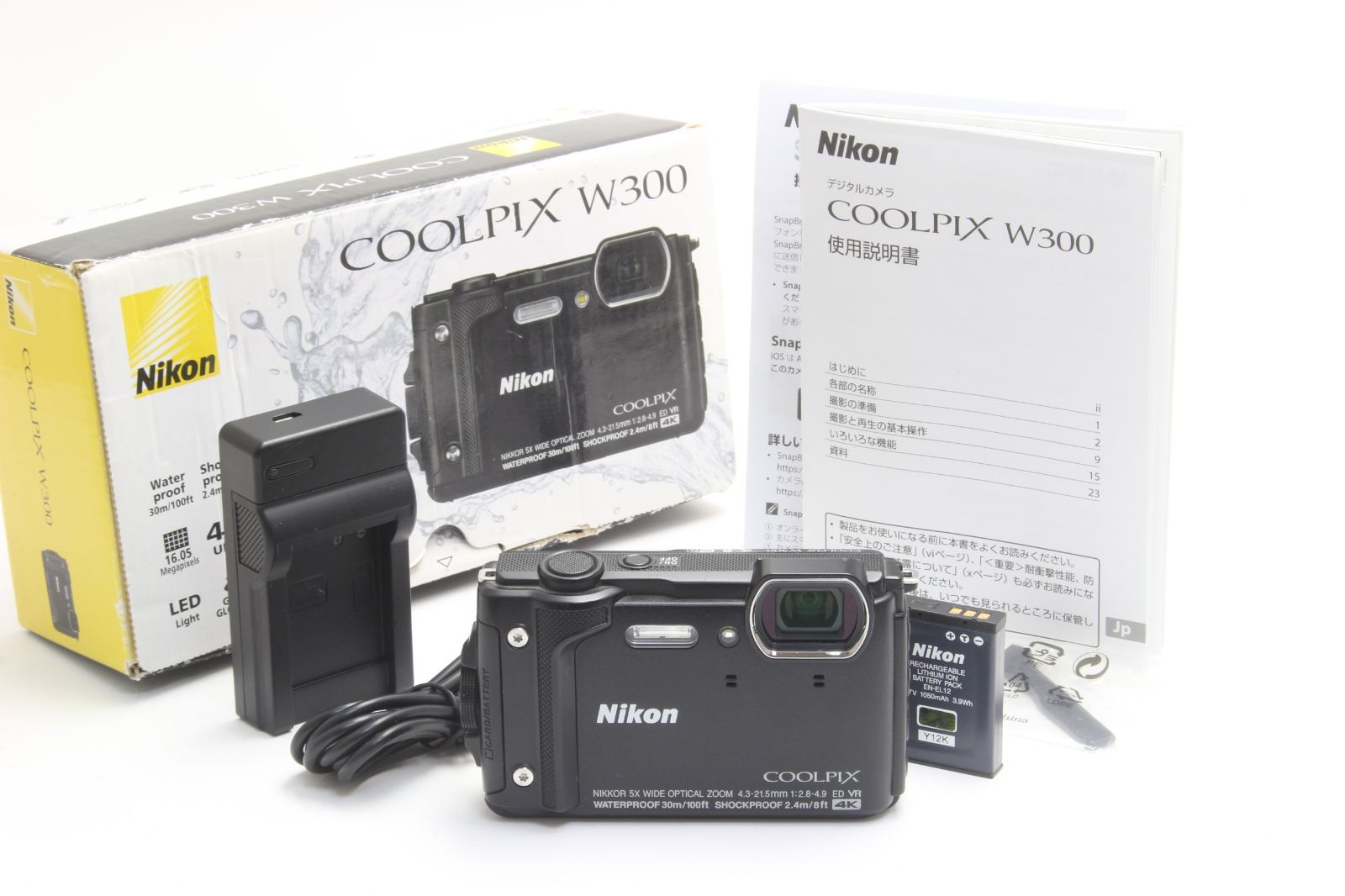 A (美品) Nikon ニコン COOLPIX AW300 ブラック 初期不良返品無料 5-129