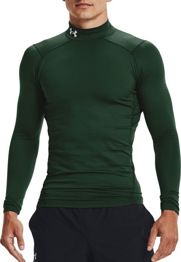 アンダーアーマー メンズ トップス シャツ モックネック Under Armour Mens ColdGear Mock Neck Compression Shirt Forest GreenWhit