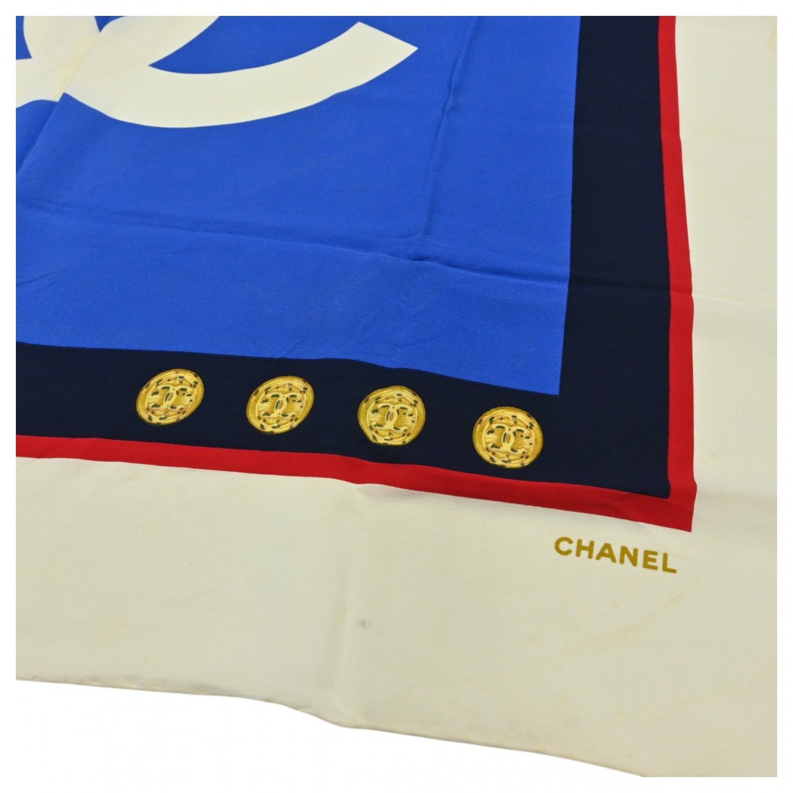 中古】 シャネル スカーフ ココマーク ボタンモチーフ マルチカラー