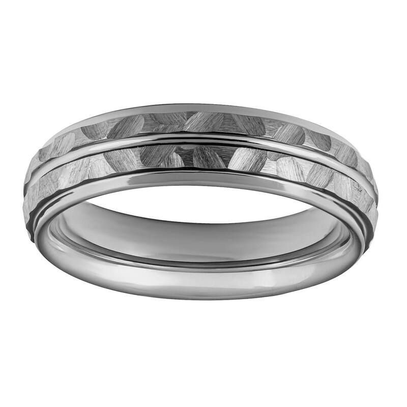 アンブランデッド メンズ アクセサリー リング Unbranded Mens Gray Tungsten 6mm Hammered Comfort Fit Band Tungstencarbide グ