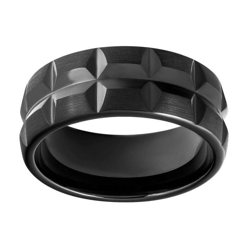アンブランデッド メンズ アクセサリー リング Unbranded Mens Black Tungsten 9mm Faceted Comfort Fit Band Tungstencarbide ブ