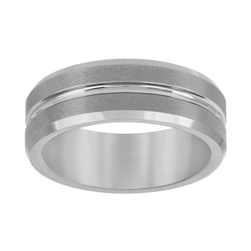 アンブランデッド メンズ アクセサリー リング Unbranded Tungsten Carbide 8 mm BevelEdge Gray Comfort Fit Band Ring Tungste