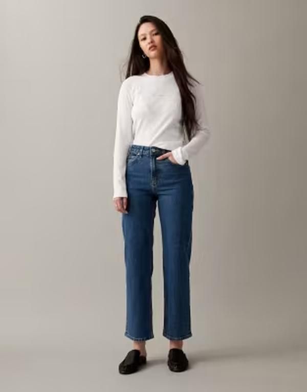 エイソス レディース ボトムス デニムパンツ ストレート アンクル ジーンズ ASOS DESIGN ankle grazer comfort stretch straight leg jeans i