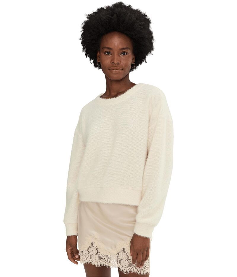 スプレンディット レディース アウター ニット・セーター クルーネック Splendid Fallon Fuzzy Crew Neck White ホワイト