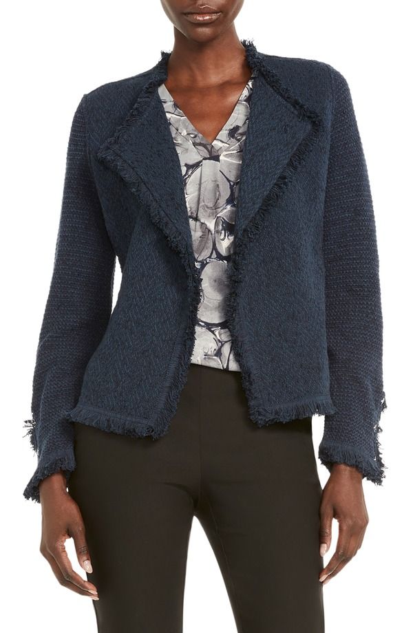 ニックプラスゾーイ レディース アウター ジャケット・ブルゾン ニット フリンジ NICZOE Fringe Mix Knit Jacket Dark Indigo インディゴ 39,520円
