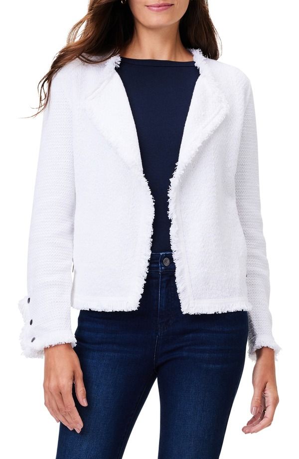 ニックプラスゾーイ レディース アウター ジャケット・ブルゾン ニット フリンジ NICZOE Fringe Mix Knit Jacket Paper White ホワイト
