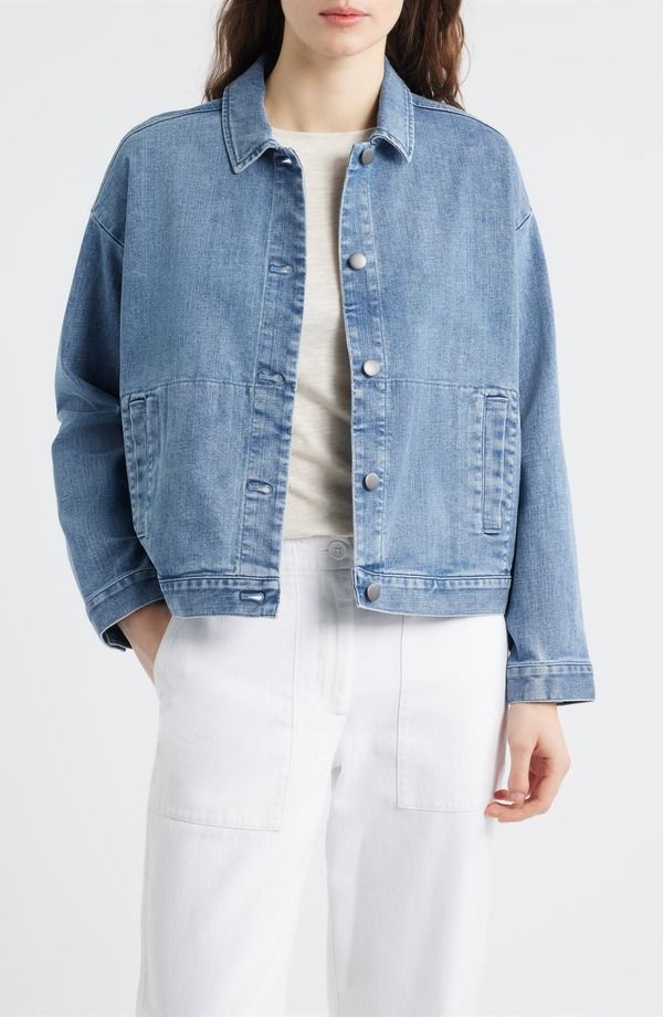 エイリーンフィッシャー レディース ボトムス デニムパンツ ジャケット Eileen Fisher Classicollar Organic Blendenim Jacket Classic Indi