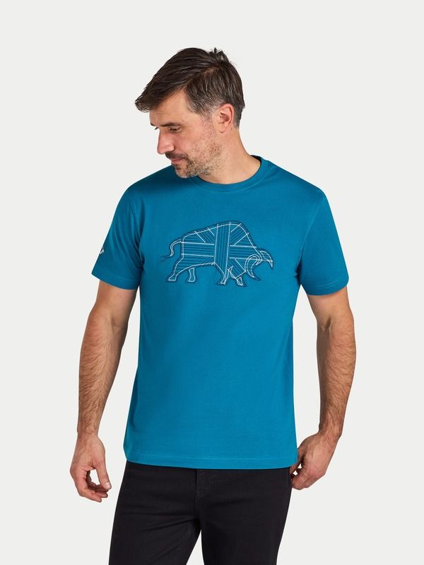 ライジングブル メンズ トップス Tシャツ Raging Bull Stitch Embroidery Bull TShirteal ティール