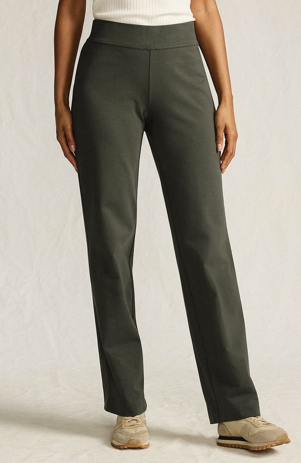 ランズエンド レディース ボトムス デニムパンツ ストレート Lands End Starfish Mid Rise Straight Leg Pants Forest Moss フォレスト