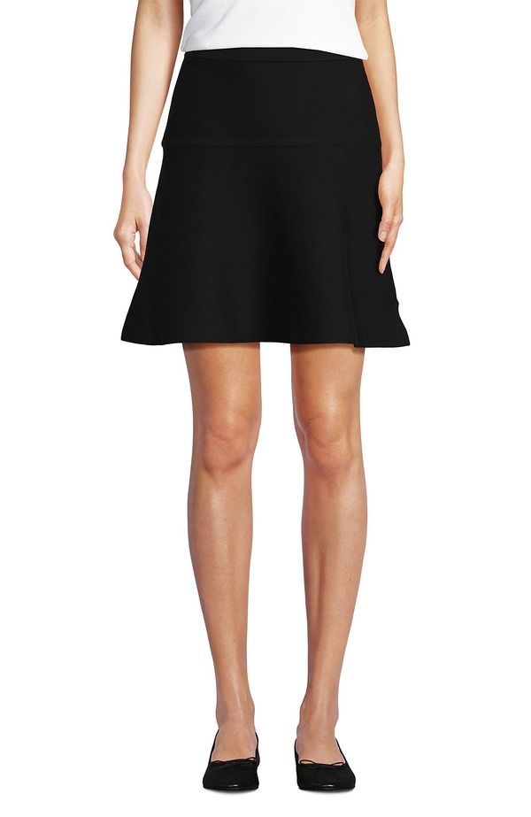 ランズエンド レディース ボトムスカート セーター コットン Lands End Fine Gauge Cotton Sweater Above the Knee Circle Skirt Black