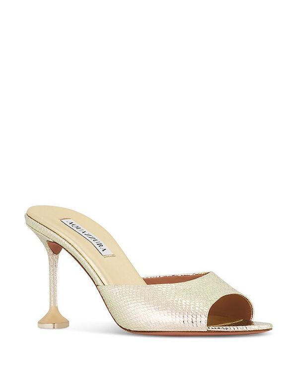 アクアズーラ レディース シューズ サンダル Aquazzura Womens Bisous Mule 85 Sandals Platino