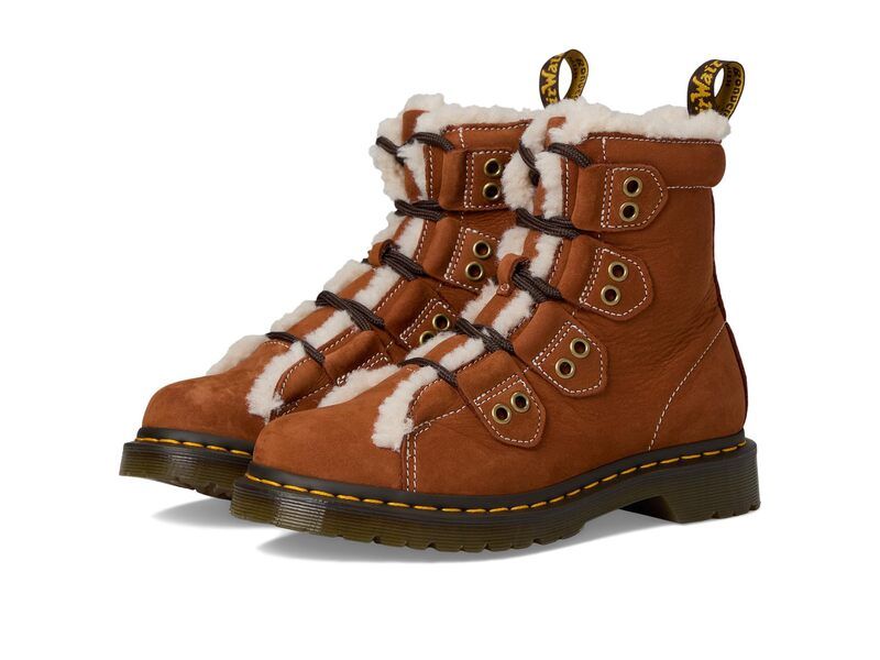 ドクターマーチン レディース シューズ サンダル ブーツ レース Dr Martens 1460 Lace Toe Fur Lined Boots Tan タン
