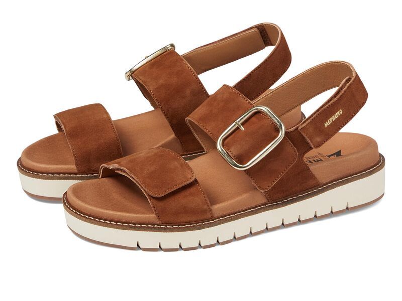 メフィスト レディース シューズ サンダル Mephisto Belona Hazelnut Velcalf Premium