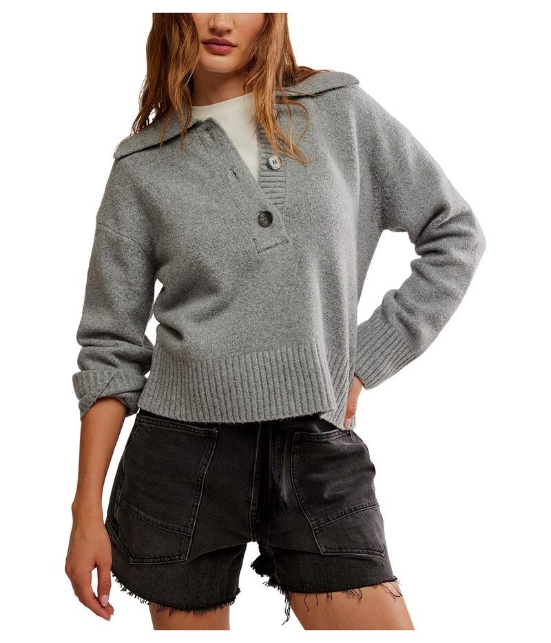 フリーピープル レディース アウター ニット・セーター ポロシャツ Free People Trading Upolo Grey Heather グレー