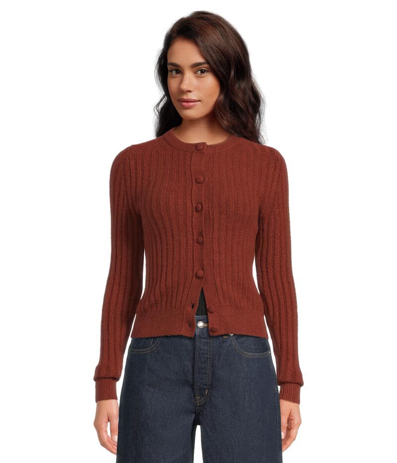 メイドウェル レディース アウター ニット・セーター リブ コットン カーディガン Madewellong Sleeve Cozy Cotton Ribbed Cardigan Deep Rust ラ