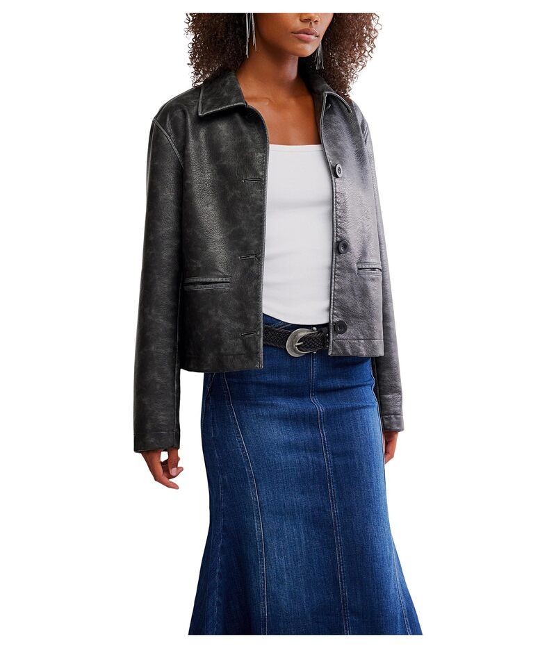 フリーピープル レディース アウター コート レザー ジャケット Free People Hera Vegan Leather Jacket Black ブラック