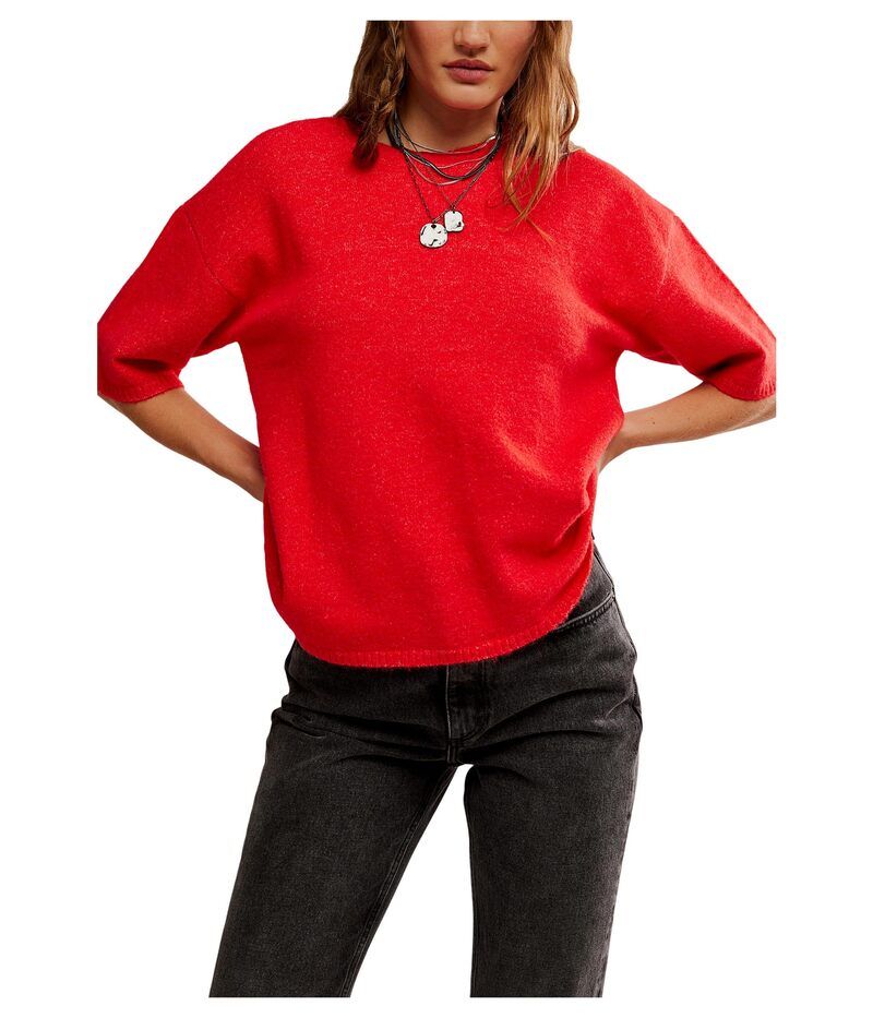 フリーピープル レディース アウター ニット・セーター Tシャツ Free People Margot Sweater Tee Cherry Pop Melange