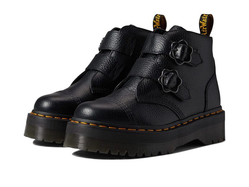 ドクターマーチン レディース シューズ ブーツ・レインブーツ Dr Martens Devon Flower Black Milled Nappa ブラック