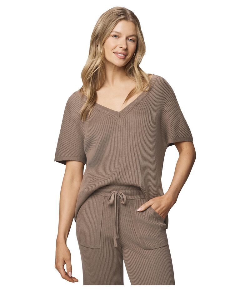 スプレンディット レディース アウター ニット・セーター Vネック Splendid Georgie VNeck Sweater Cedar Brown ブラウン