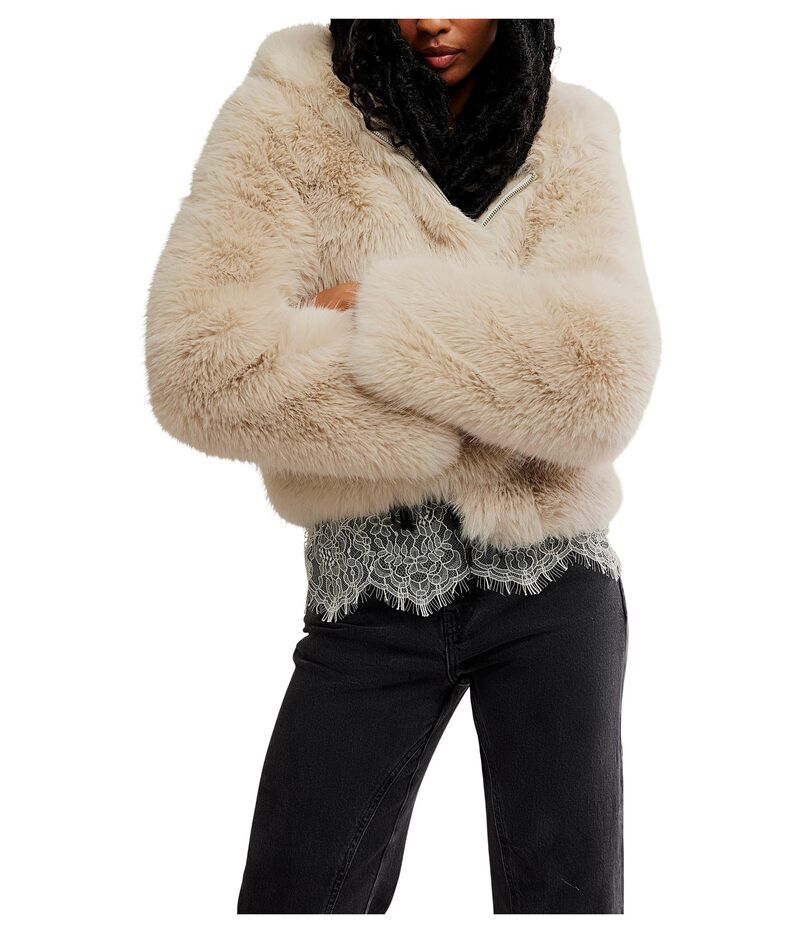 フリーピープル レディース アウター コート ジャケット Free People Louder Please Hooded Faux Fur Jacket Ivory アイボリー