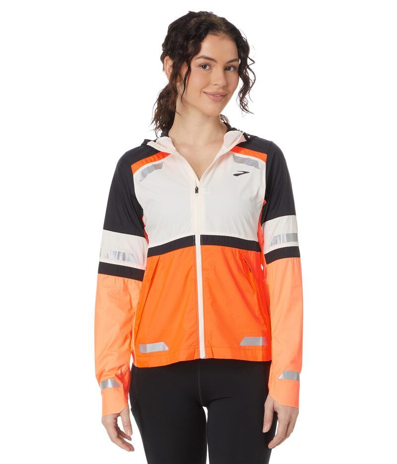 ブルックス レディース アウター コート ジャケット Brooks Run Visible Jacket EcruFluoro Fla エクリュ