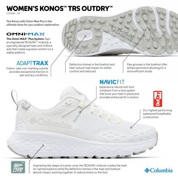 コロンビア レディース シューズ スニーカー Columbia Womens Konos TRS Outdry Waterproof Shoes WhiteCumulus Grey ホワイト