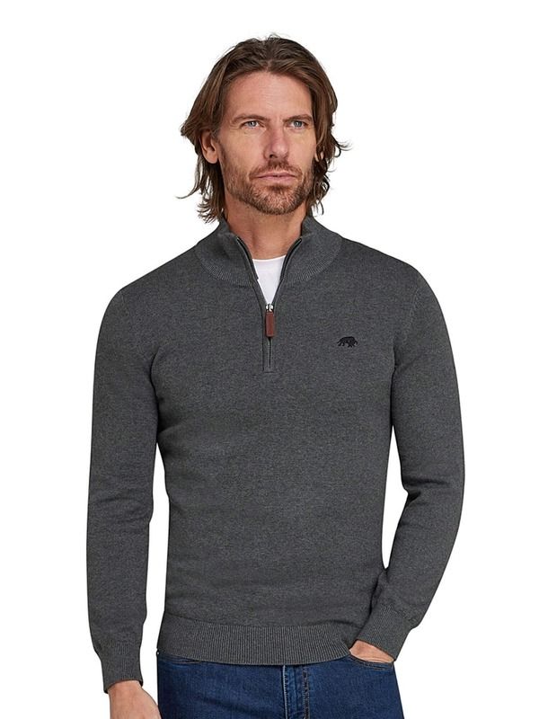 ライジングブル メンズ アウター パーカー・スウェット ハーフジップ セーター Raging Bull Quarter Zip Cashmere Blend Sweater Charcoal チャコー