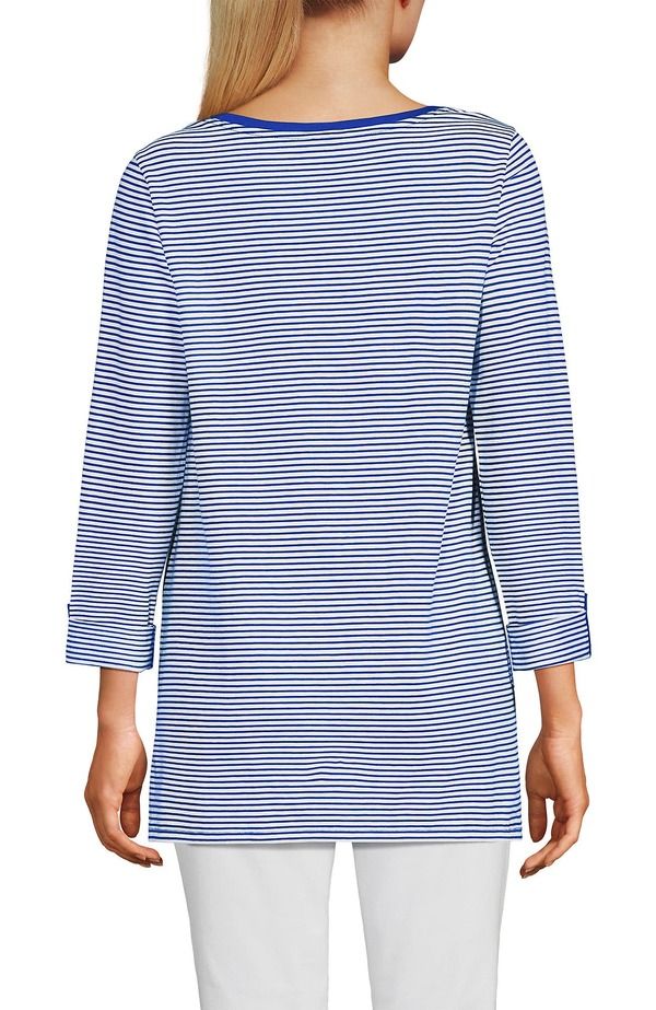 ランズエンド レディース トップス シャツ コットン Lands End Supima Cotton Adjustable 34 Sleeve Boatneck TunicobaltIvory Mic ランズエンド レディース トップス シャツ コットン Lands End Supima Cotton Adjustable 34 Sleeve Boatneck TunicobaltIvory Mic