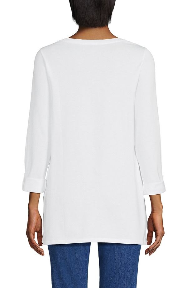 ランズエンド レディース トップス シャツ コットン Lands End Supima Cotton Adjustable 34 Sleeve Boatneck Tunic White ホワイト