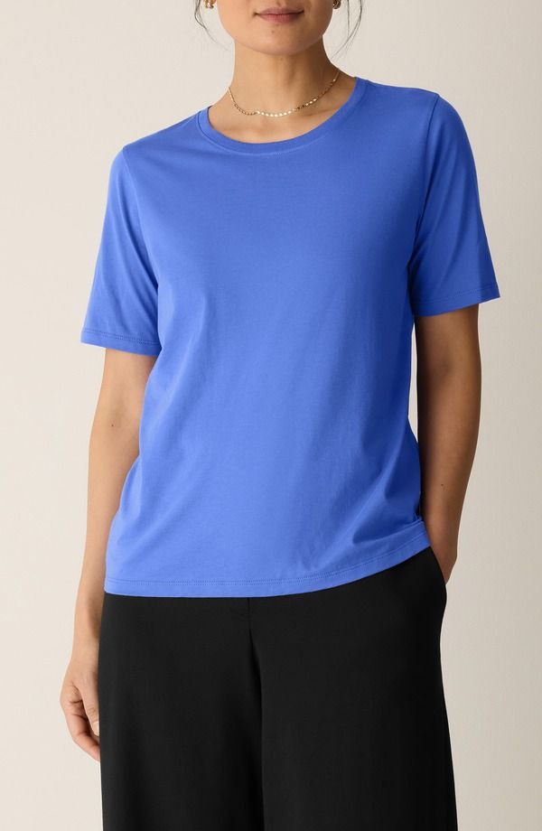 エイリーンフィッシャー レディース トップス Tシャツ クルーネック コットン Eileen Fisher Crewneck Organicotton TShirt Blue Star ブルー