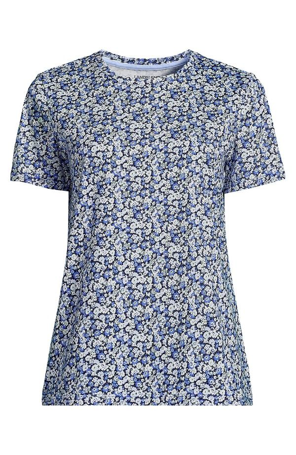 ランズエンド レディース トップス Tシャツ クルーネック コットン Lands End Supima Cotton Crewneck TShirt NavyClear Blue Ditsy Flor ランズエンド レディース トップス Tシャツ クルーネック コットン Lands End Supima Cotton Crewneck TShirt NavyClear Blue Ditsy Flor
