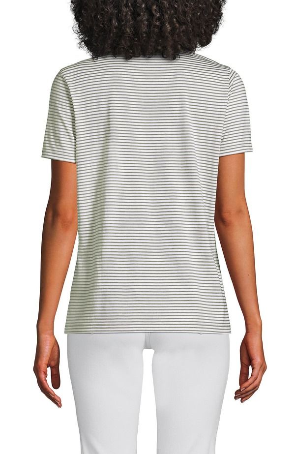 ランズエンド レディース トップス Tシャツ クルーネック コットン Lands End Supima Cotton Crewneck TShirt Sage Micro Stripe セージ ランズエンド レディース トップス Tシャツ クルーネック コットン Lands End Supima Cotton Crewneck TShirt Sage Micro Stripe セージ