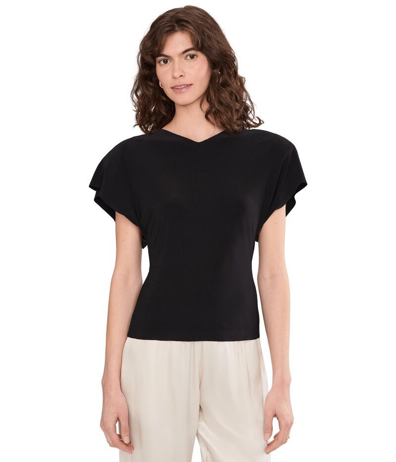 ノーマカマリ レディース トップス シャツ キャップ Norma Kamali Cap Sleeve Shoulder Pad Top Black ブラック