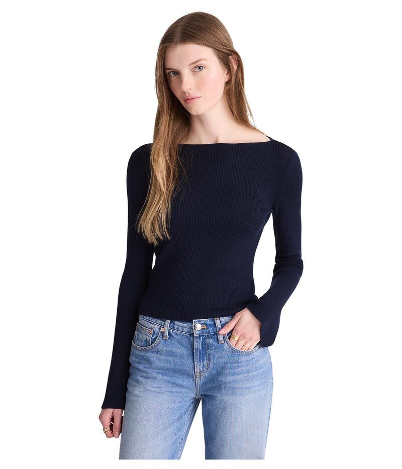 メイドウェル レディース アウター ニット・セーター ウール シルク Madewell FlaredSleeve Boatneck Sweater in Merino WoolSilk Blendar
