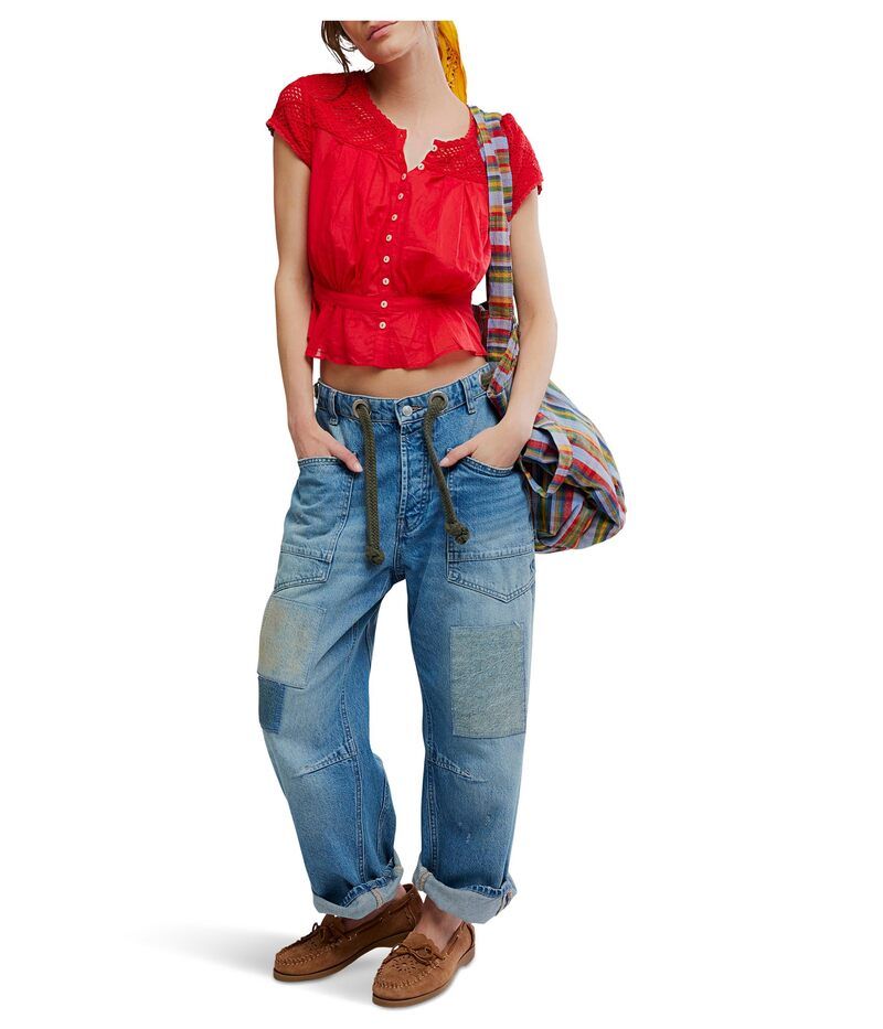 フリーピープル レディース トップス シャツ 刺繍 Free People Glimmer Embroidered Top High Risk Red レッド