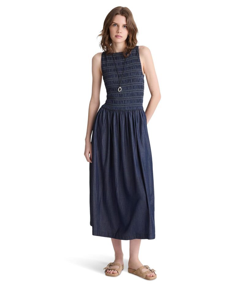 メイドウェル レディース トップス ワンピース シャーリング デニム マキシ Madewell Denim Smocked Boatneck Maxi Dress Carrigan Wash デニム