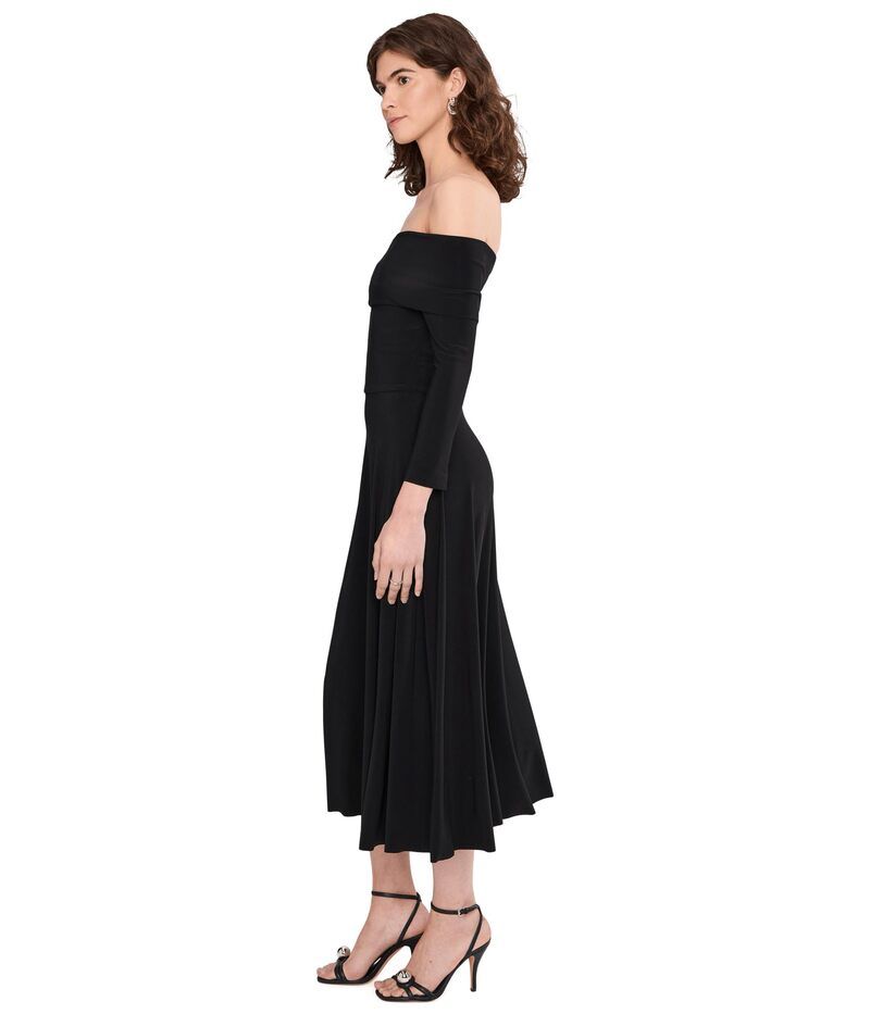 ノーマカマリ レディース トップス ワンピース Norma Kamali 34 Sleeve Cowl Neck Flaredress To Midcalf Black ブラック