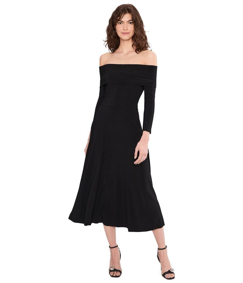ノーマカマリ レディース トップス ワンピース Norma Kamali 34 Sleeve Cowl Neck Flaredress To Midcalf Black ブラック