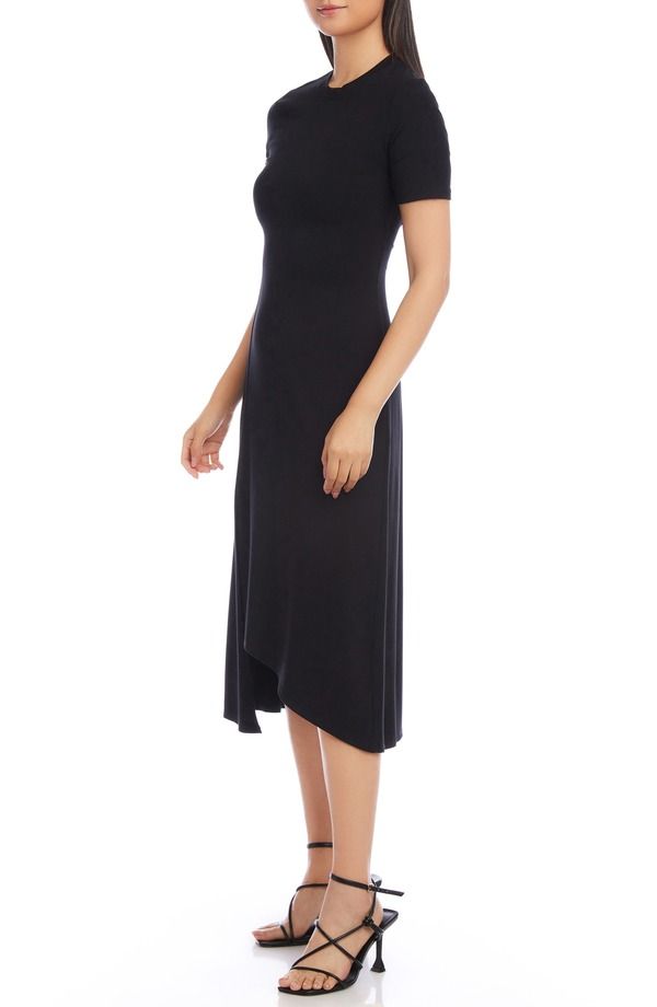カレンケーン レディース トップス ワンピース アシンメトリー ミディ Karen Kane Asymmetric Slit Hemidi Dress Black ブラック